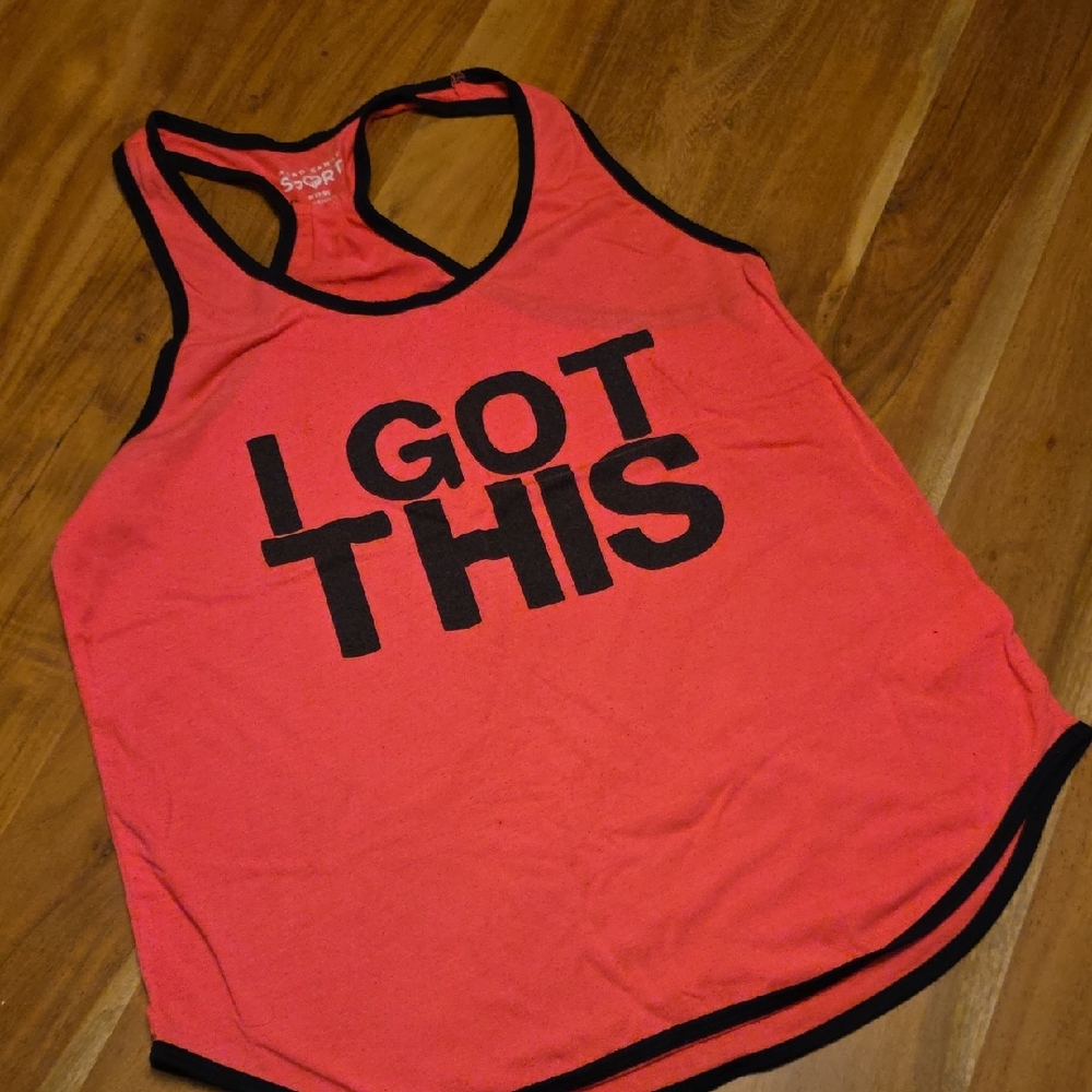 Hard Candy Coral Racerback Tank with Black Trim